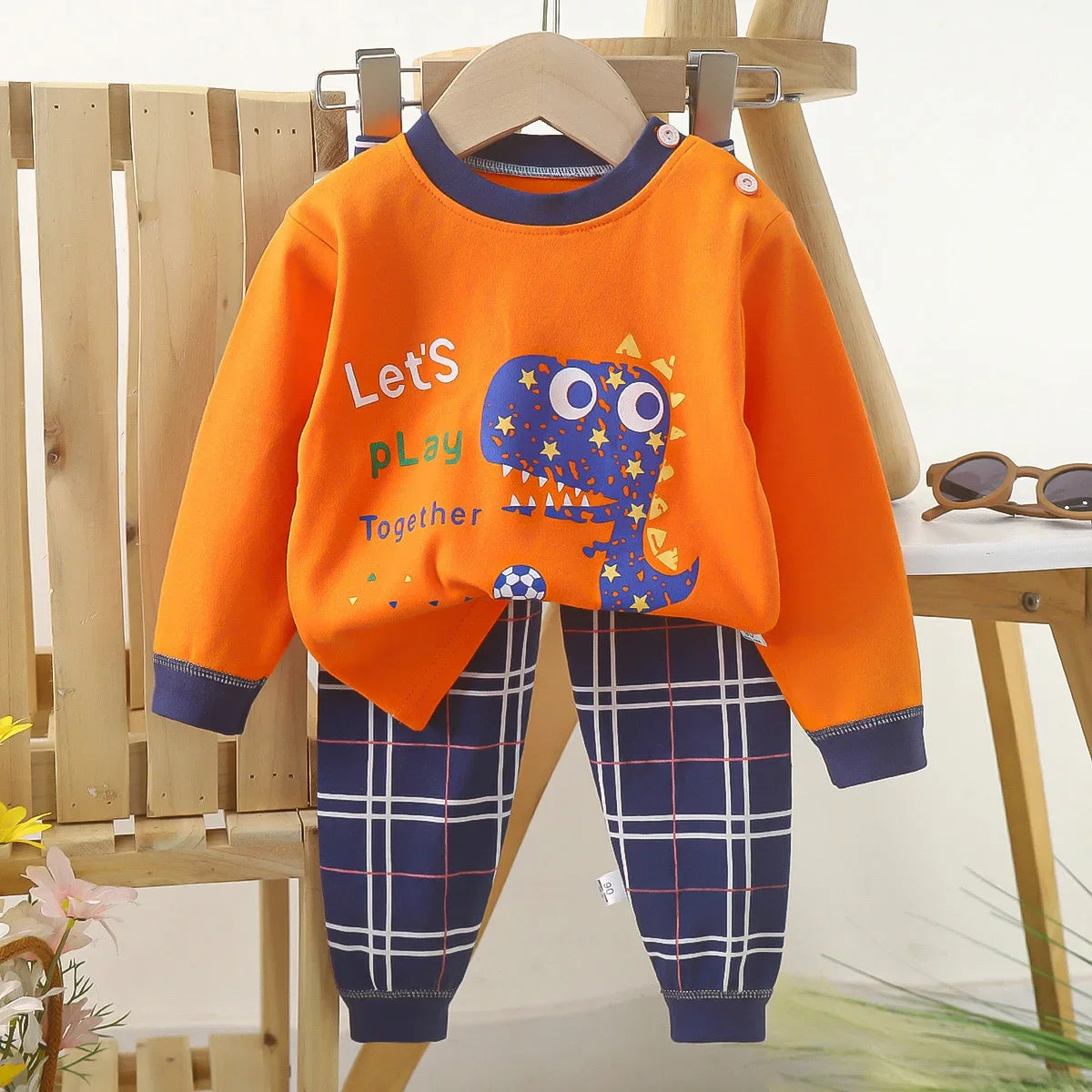 Boys Cartoon Pajama Set - Cotton Blend, Long Sleeve
