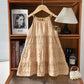 Girls Solid Color Lace Trim Dress