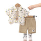 Boys Cartoon Bear Tie Shirt Set