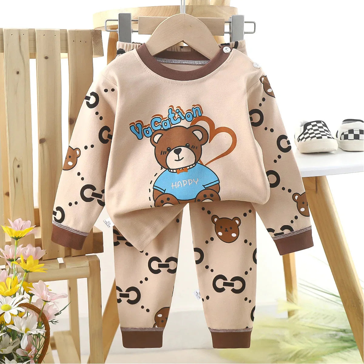 Boys Cartoon Pajama Set - Cotton Blend, Long Sleeve