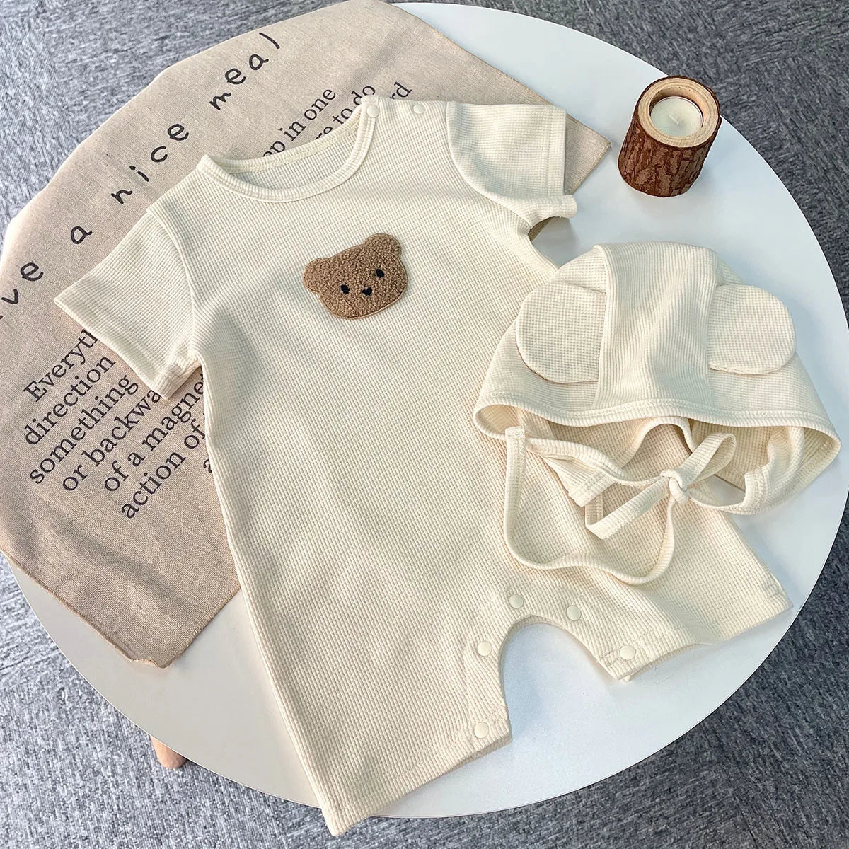 Kids Short Sleeve Waffle-Knit Patchwork Set (Baby Girls & Boys)