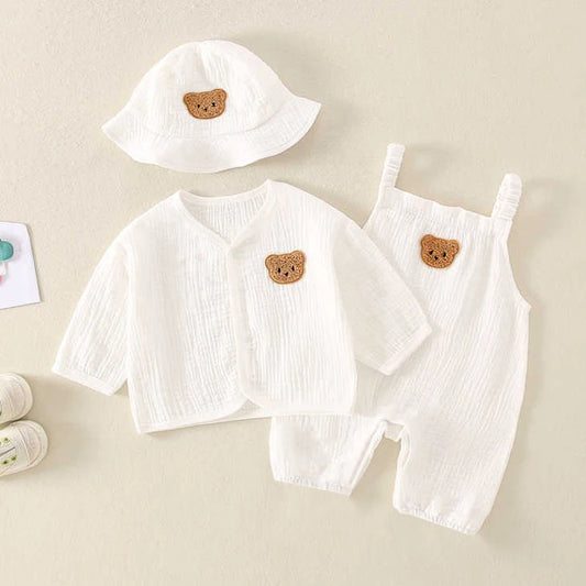 Muslin Bear Patch 3-Piece Baby Set