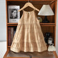 Girls Solid Color Lace Trim Dress